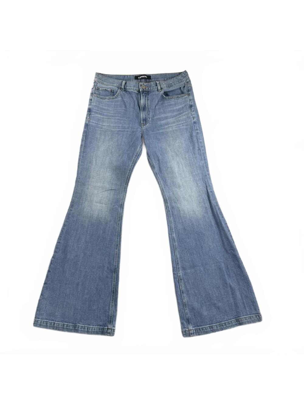 Express Original Bell Flare High Rise Jeans Womens 12L Light Wash Denim Stretch